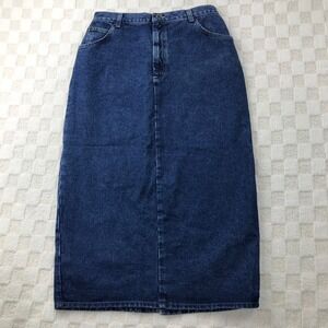St Johns Bay Jean Skirt Womens 14 Blue Denim Midi Length Modest Vintage USA 90s